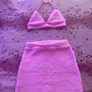 Pink lux- fur 2 piece set